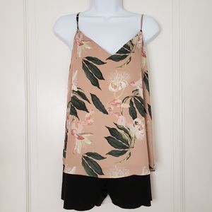Aritzia Babaton Floral Lily Slinky Spaghetti Strap Tank Top
